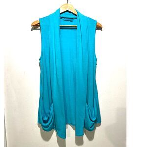 Fresh Produce top cardigan made in USA aqua blue summer resort casual women M/L
